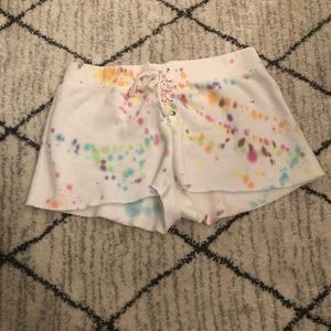 White tie dye shorts.